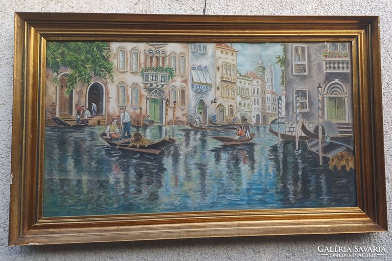 Beautifully painted pastel painting of a Venetian boat with gondolas