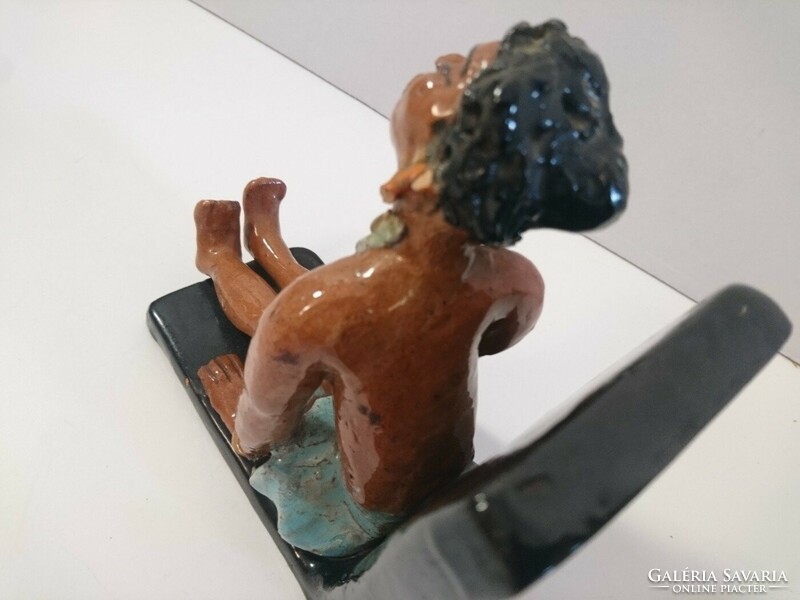 1930s Cséfalvay art deco ceramic bookend with a black woman - slightly damaged!