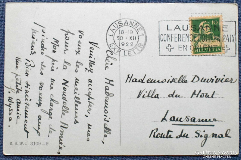 Antik C Öhler Újévi üdvözlő litho művész képeslap - madár zenekar  1922ből