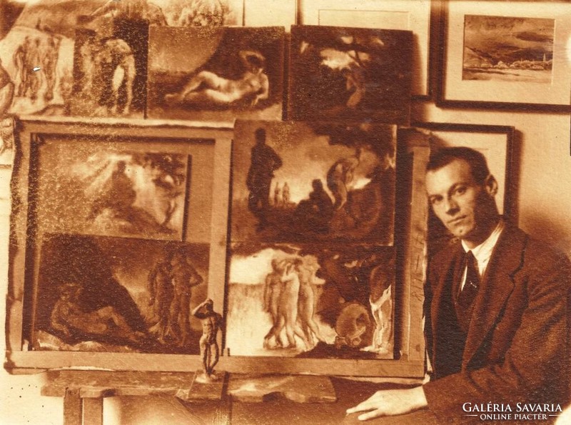 István Szőnyi (1894-1960) in front of a mirror c. His auctioned painting is for sale