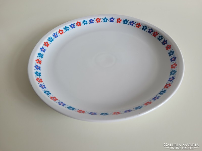 Retro Alföldi porcelán 29 cm nagy méretű régi kínáló tál tányér kék piros virágos kerek tálca