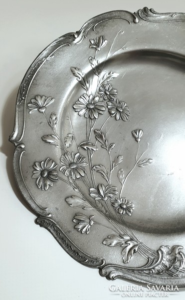 Art Nouveau, silver-plated pewter plate (kayserzinn)