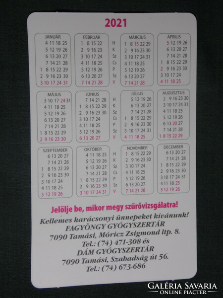 Card calendar, mistletoe pharmacy, pharmacy, tamási, flower, plant, marigold, 2021 (1)