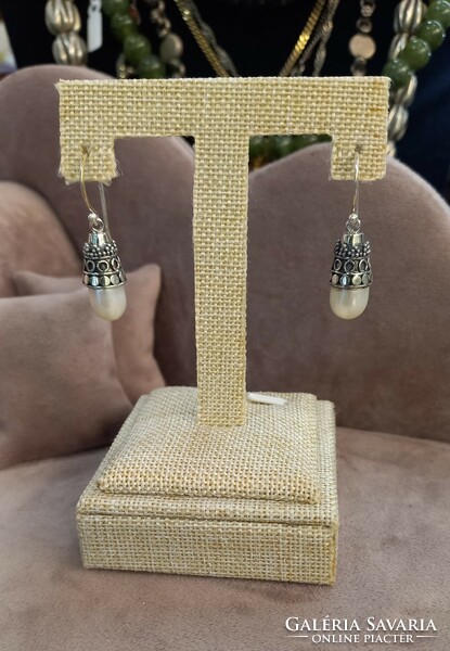 Indonesian silver earrings with pearls