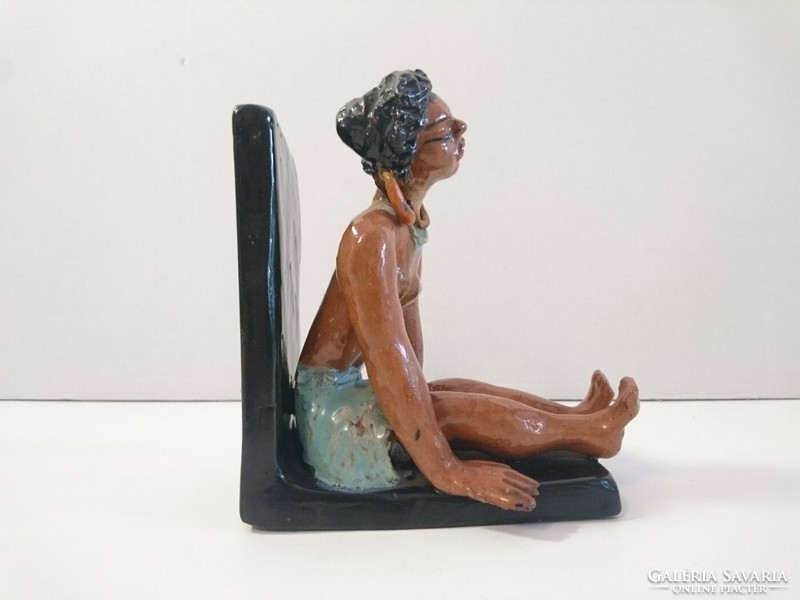 1930s Cséfalvay art deco ceramic bookend with a black woman - slightly damaged!