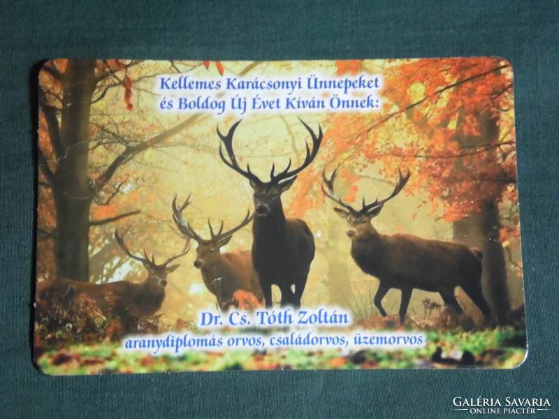 Card calendar, dr. Cs. Zoltán Tóth family doctor, mixed, forest, deer, 2020 (1)