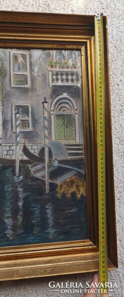 Gyönyörűen megfestett Velence tàjkèp gondolàkkal pasztell festmèny