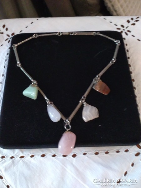 Silver-plated necklace with mineral stones