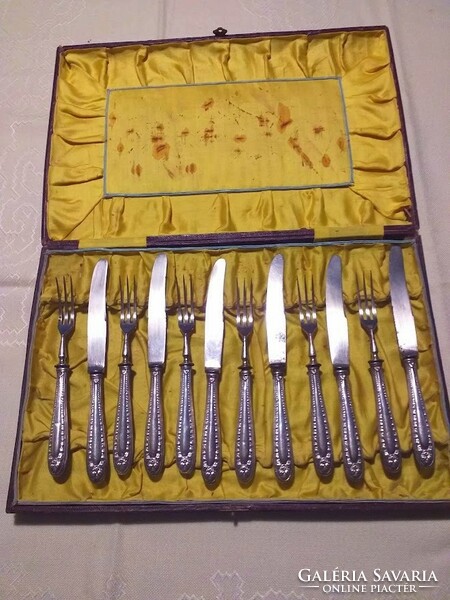 Old silver dessert set in original box