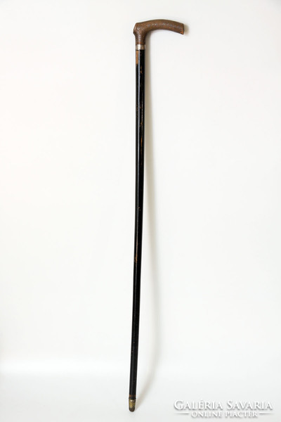 Károly Lechner gold and silver inlaid walking stick 82cm | taupe-coated walking stick walking stick
