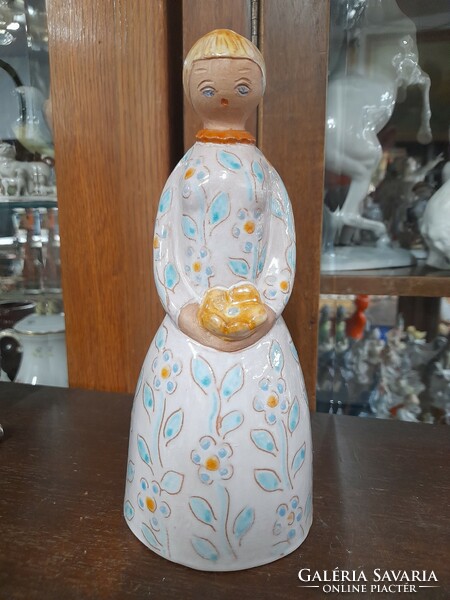 Anna Berkovits flower girl glazed ceramic figurine, sculpture. 21.5 Cm.