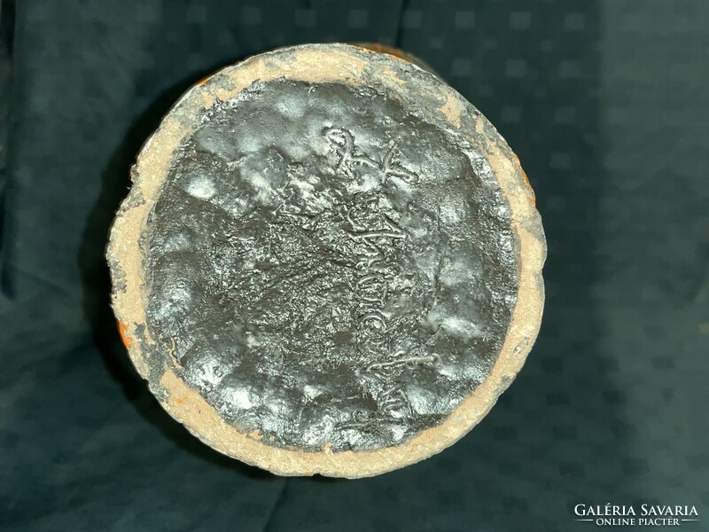 Ritka csíkos Lehoczkyné kerámia padlóváza 69 cm (C0008)