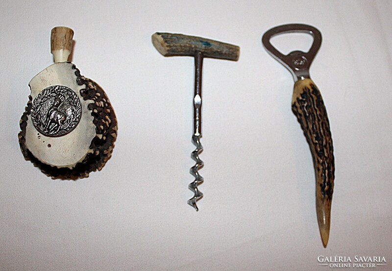 Antler beer opener, corkscrew and mini drink holder