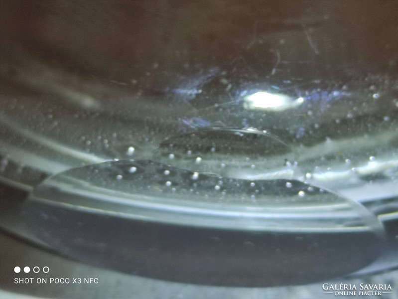 Vastagfalú buborékos nagy méretű üveg tubákos tabak tartó szelence sérült