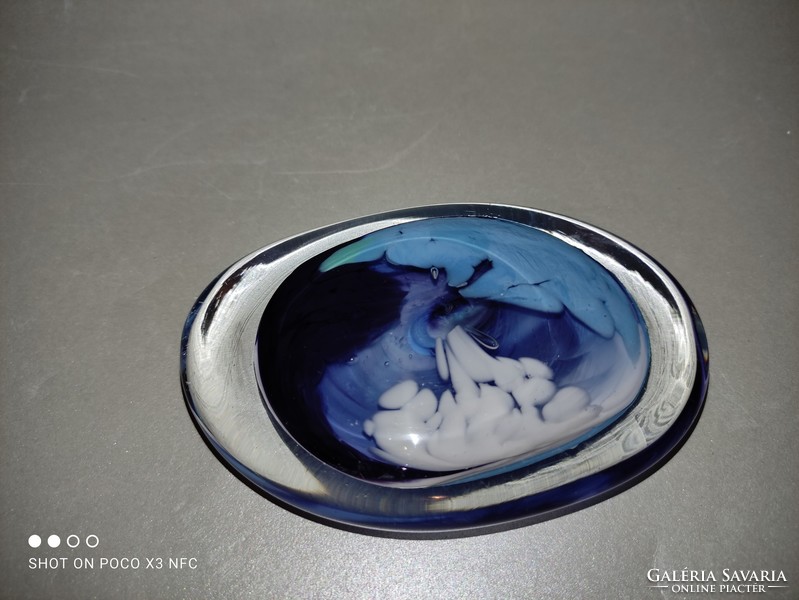 Discounted!!! Swirling design glass paperweight with sea blue pattern