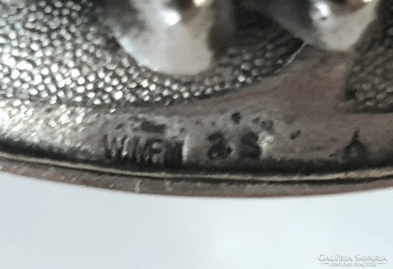 Szecessziós ezüstözött WMF füles kínáló, asztalközép
