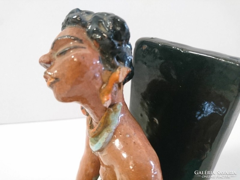 1930s Cséfalvay art deco ceramic bookend with a black woman - slightly damaged!