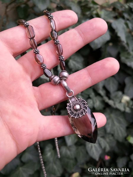 Beautiful smoky quartz and silver necklace
