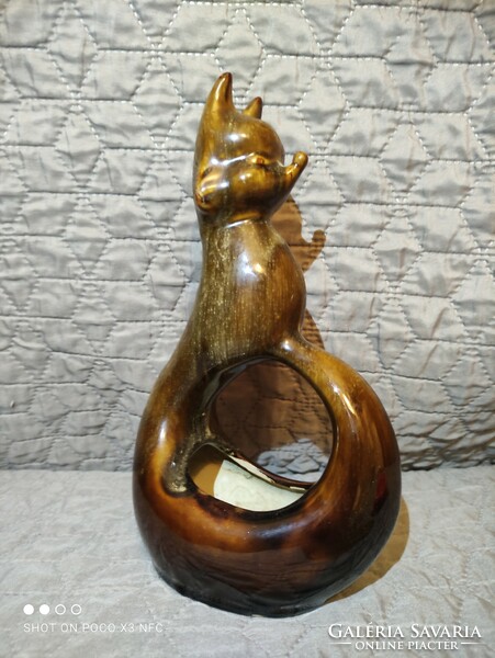 Just for that!!! Ceramic glazed fox cat figural large essential oil container or pot