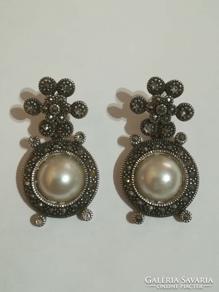 Antique 925 silver earrings / a few stones are missing / .