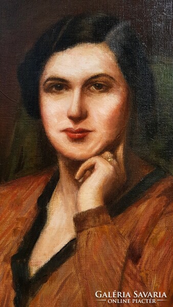 Ármin Glatter: highly restored portrait, oil, canvas - with wooden backing, frame 71.5 x 82 cm