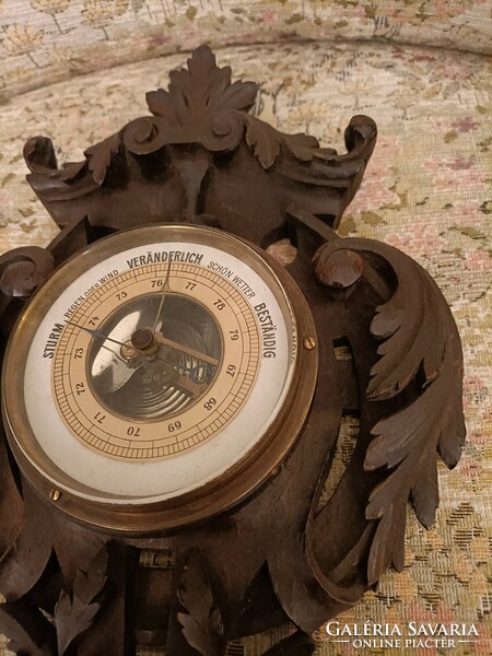 Antique carved barometer