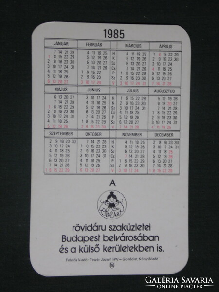 Card calendar, röltex haberdashery store, cérna, Budapest, 1985, (1)