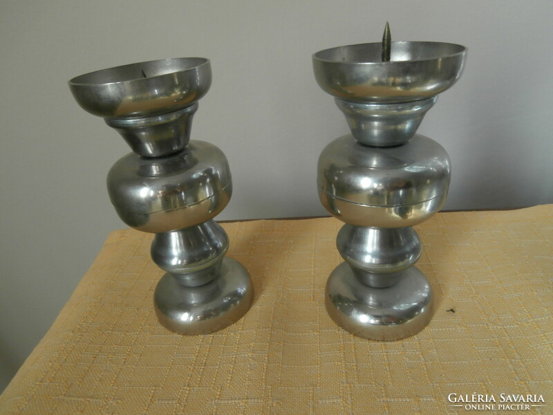 Pair of art deco metal candle holders