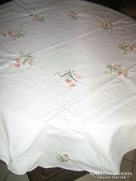 Beautiful floral machine embroidered tablecloth