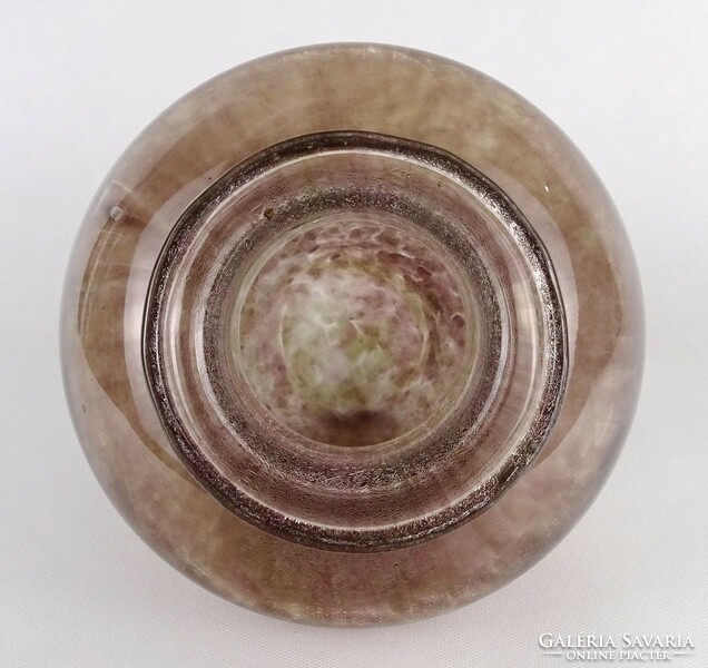1O907 Irizáló barna karcagi fátyolüveg váza 25 cm