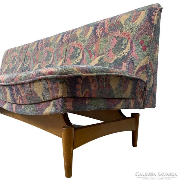Mid-century club set. Sofa + 2 armchairs + footstool + table - 1960/70 - original cover