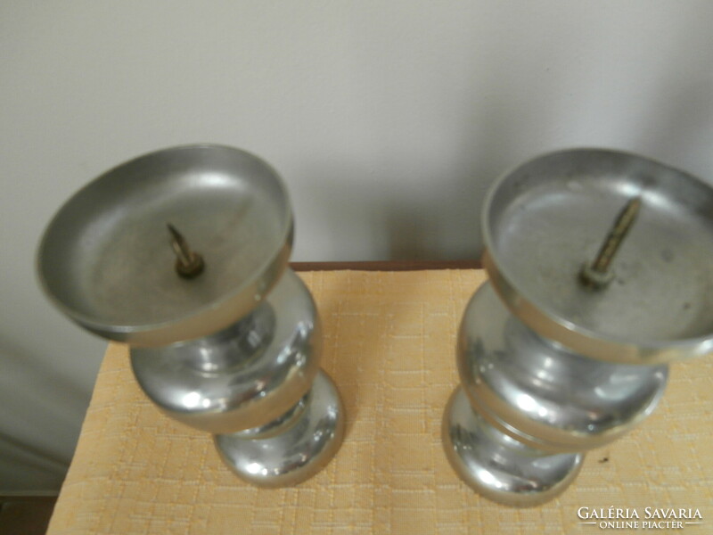 Pair of art deco metal candle holders
