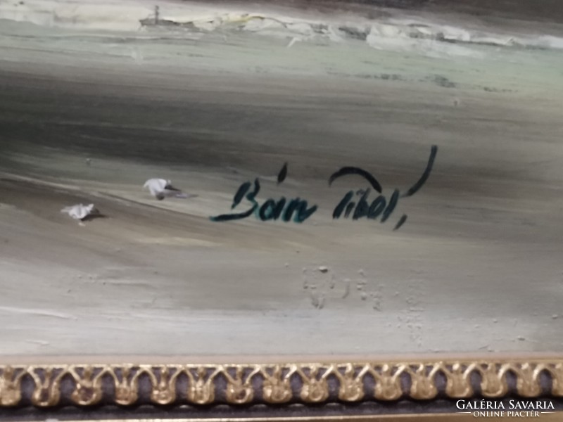 Bán tibor painting | white organ | lilac bouquet | vintage