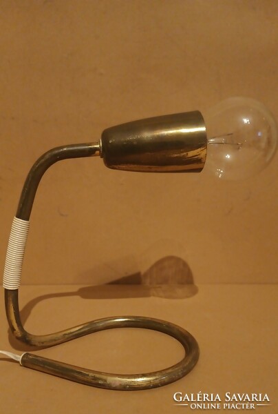 Bauhaus style copper cobra table lamp.