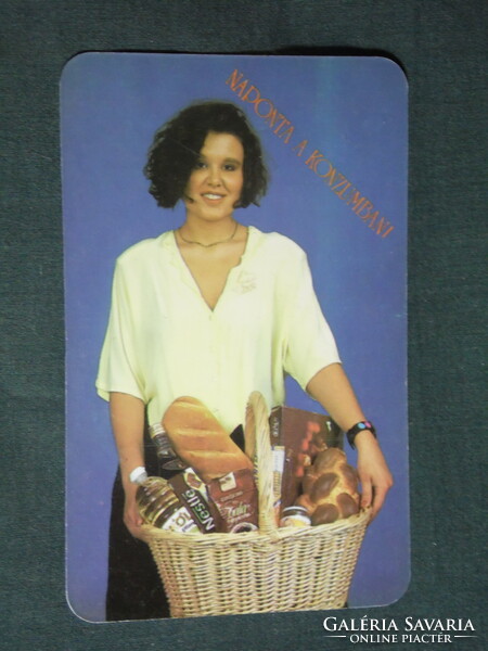 Card calendar, consumer food store, Kecskemét, erotic female model, 1991, (1)