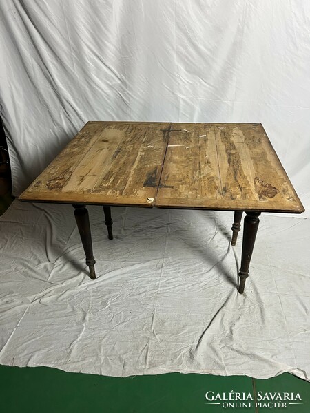 Antique Neo-Renaissance pewter table can be pulled out