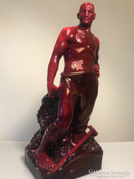 Zsolnay ox blood art nouveau big figurine