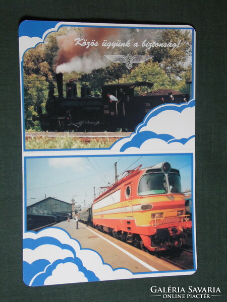 Card calendar, máv railway station, travel, nostalgia steam locomotive assembly, 1995, (1)