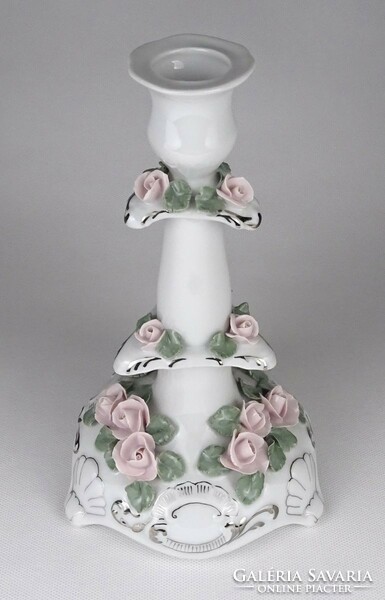 1P238 large pink porcelain candle holder 23.5 Cm