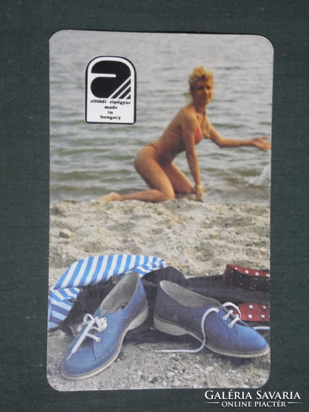 Card calendar, Alföldi shoe factory, erotic female model, judge ica, 1985, (1)