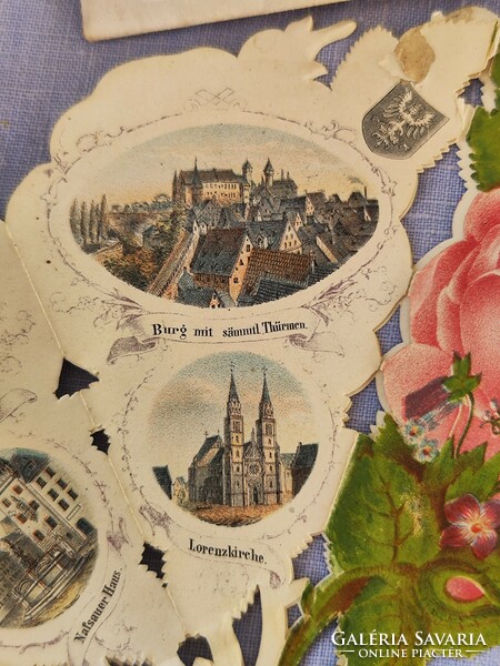 Antik  Nürnbergi emlék litográf képeslap eredeti borítékban