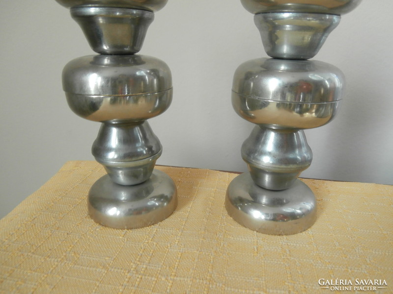 Pair of art deco metal candle holders