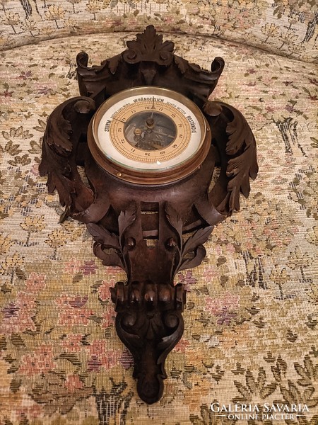 Antique carved barometer