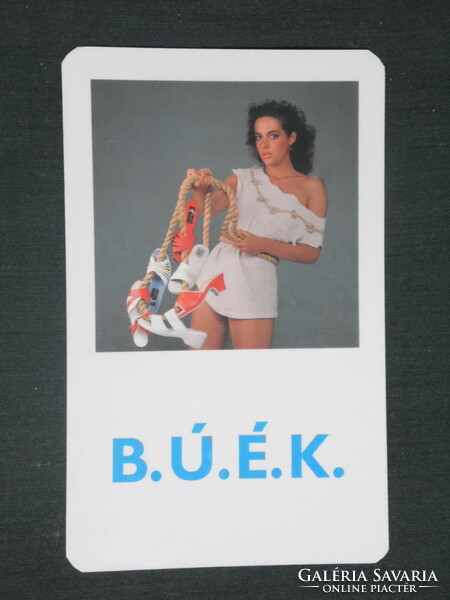 Card calendar, Kőrösvidék cobbler's co-operative, Békéscsaba, erotic female model, 1986, (1)