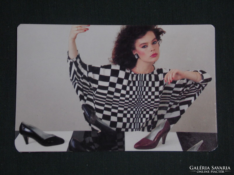 Kártyanaptár, Cipőgyár, erotikus női modell, 1986,  (1)
