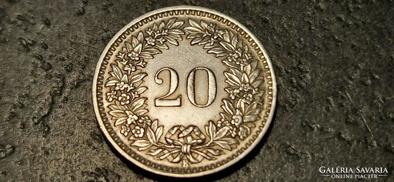 Switzerland 20 rappen, 1953.