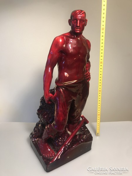 Zsolnay ox blood art nouveau big figurine