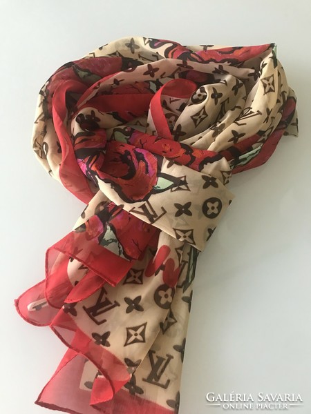 Louis vuitton silk scarves from 2009, design by stephen sprouse, 160 x 52 cm
