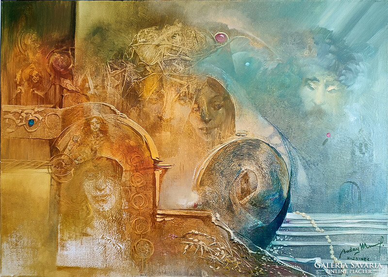 Mihály Buday: Birth of Worlds - framed 62x82cm - artwork: 50x70cm - by23/812