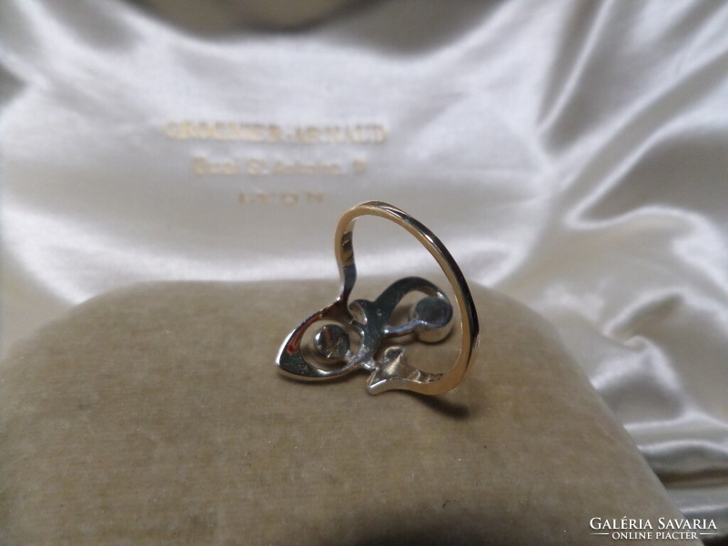 Szecessziós antik arany gyűrű gyémántokkal / 60-as méret
